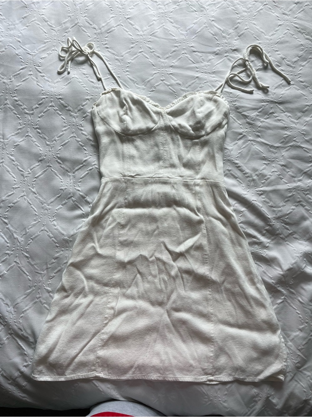 Aritzia Wilfred Off-White Smocked Waist Mini Dress